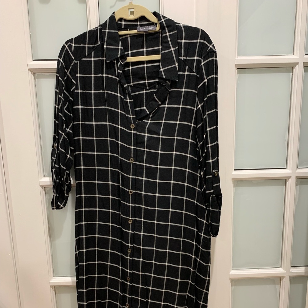 Checked indie dress - drape fit
